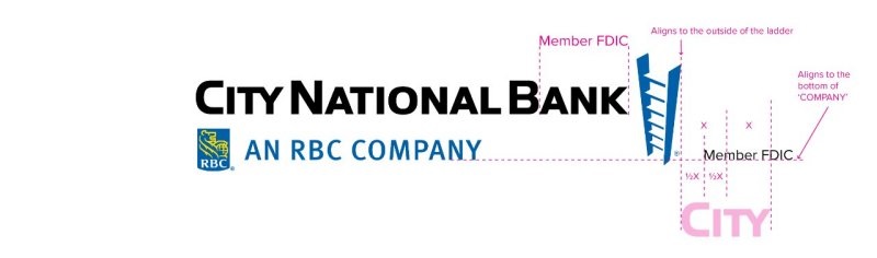 City National Bank horizontal logo with FDIC on right dimensions