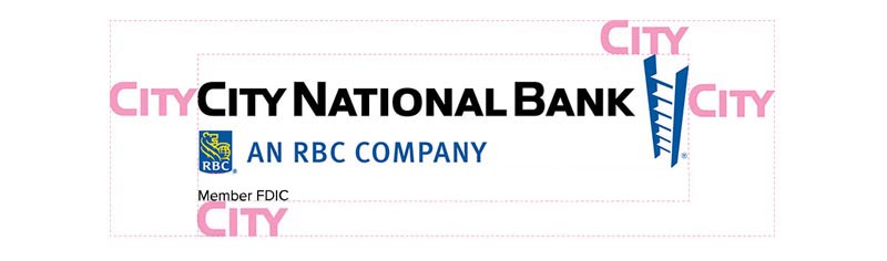 City National Bank horizontal logo specifications with FDIC 